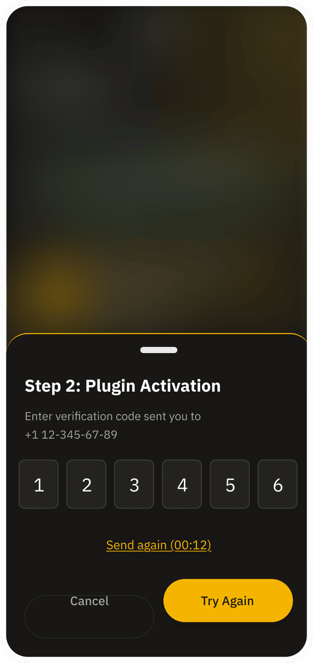 Jingle demo SMS one-time-code verification sheet